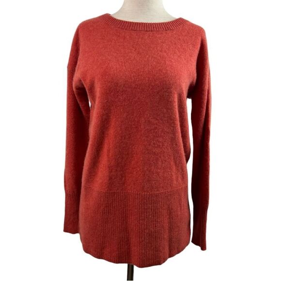Nicole Miller 2-Ply Cashmere Casual Burnt Orange Crewneck Sweater S - Picture 1 of 11
